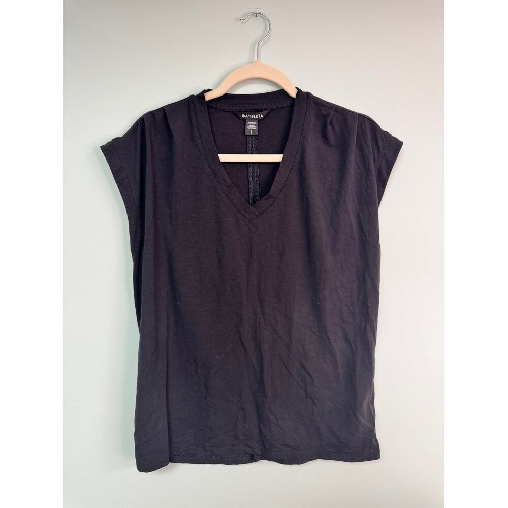 EUC! Athleta V-Neck Tie Back Top - Small - Black